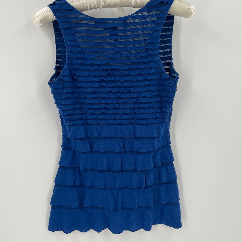 Max Studio Womens M Royal Blue Tiered Ruffle Sleeveless Tunic Top Going Out - Picture 5 of 7